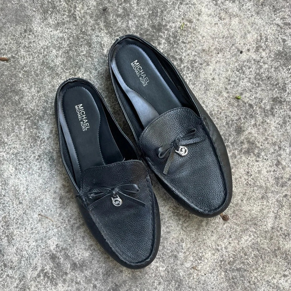 Michael Kors Black Leather Slide  Loafer Mules Shoes, Size 7 - Picture 2 of 11